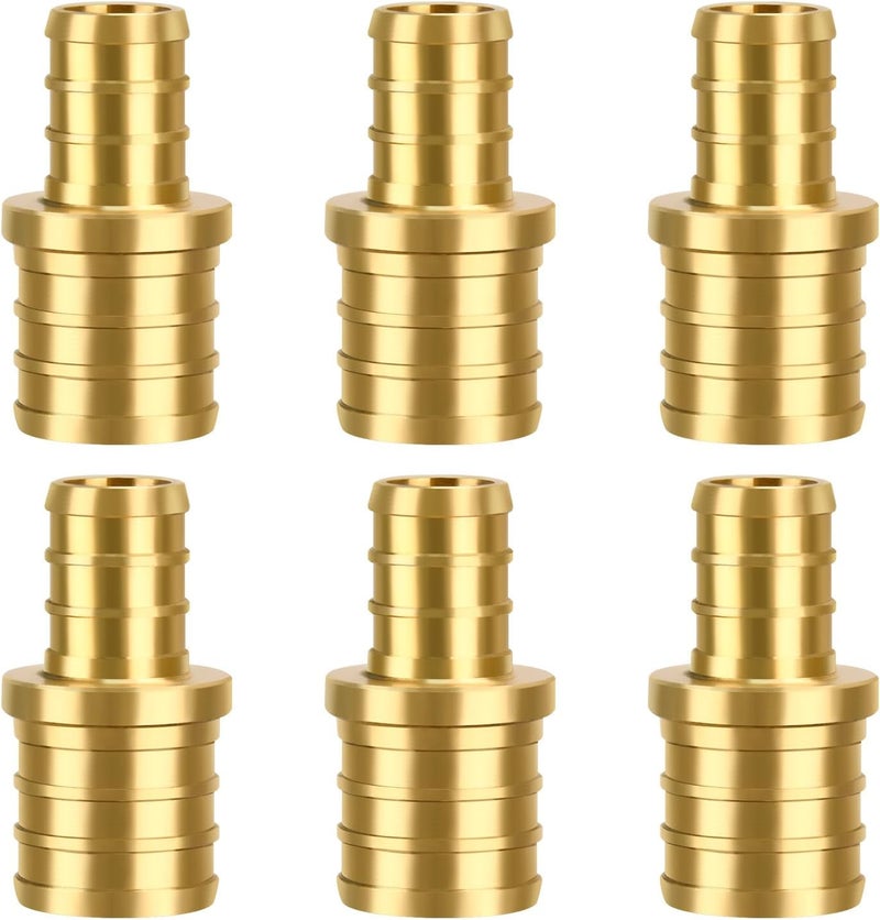 PXZBLG 6 Pack PEX 3/4" × 1/2" straight Coupling Fittings, Brass Crimp for PEX Pipe in Plumbing Jobs - Image 1